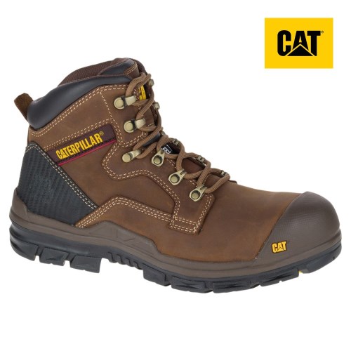 CAT Bearing S3 Water Resistant HRO SRC Steel Toe Men's Work Boots Dark Brown (AU J-123) Australia